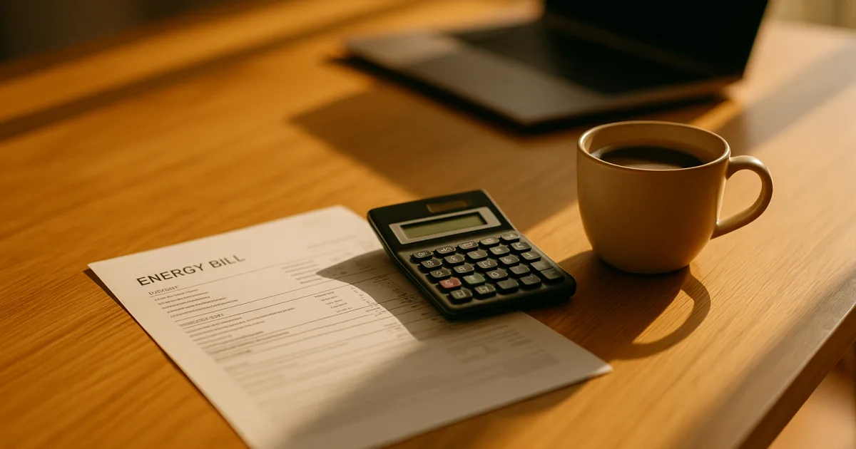 Australian household reviewing a high energy bill at the kitchen table