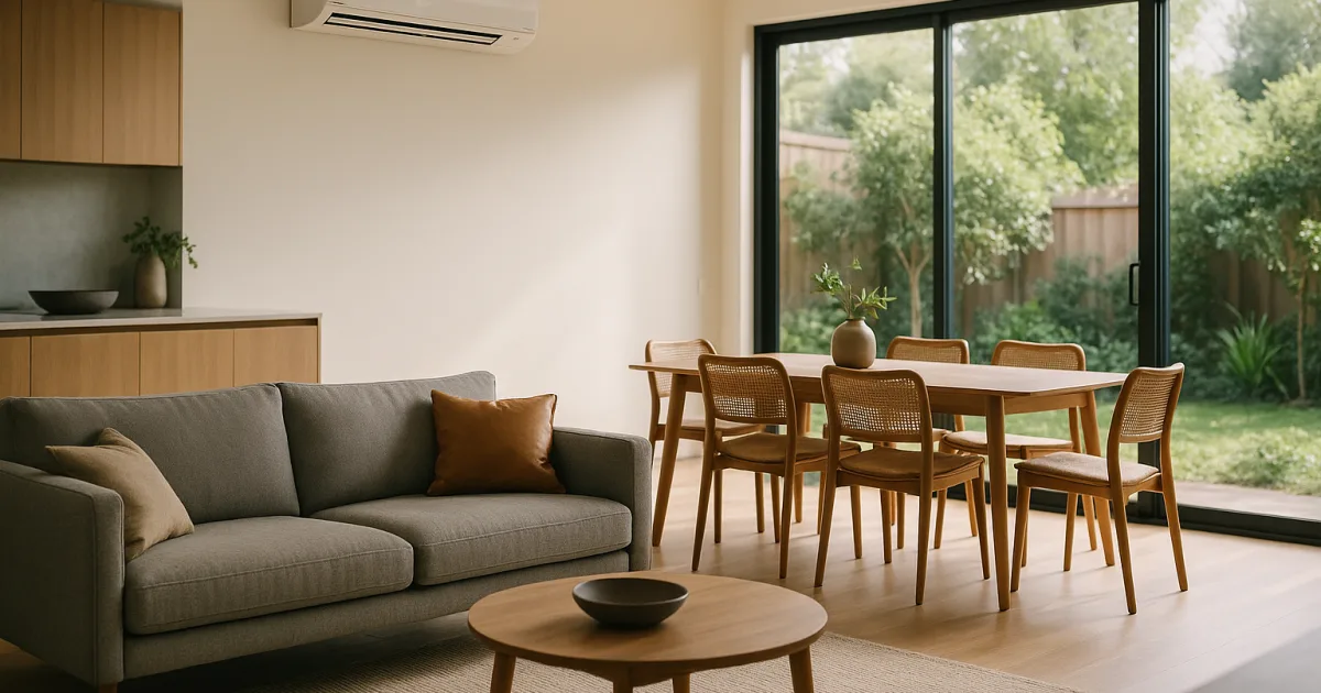 Single reverse-cycle split system providing year-round comfort in a modern Australian home