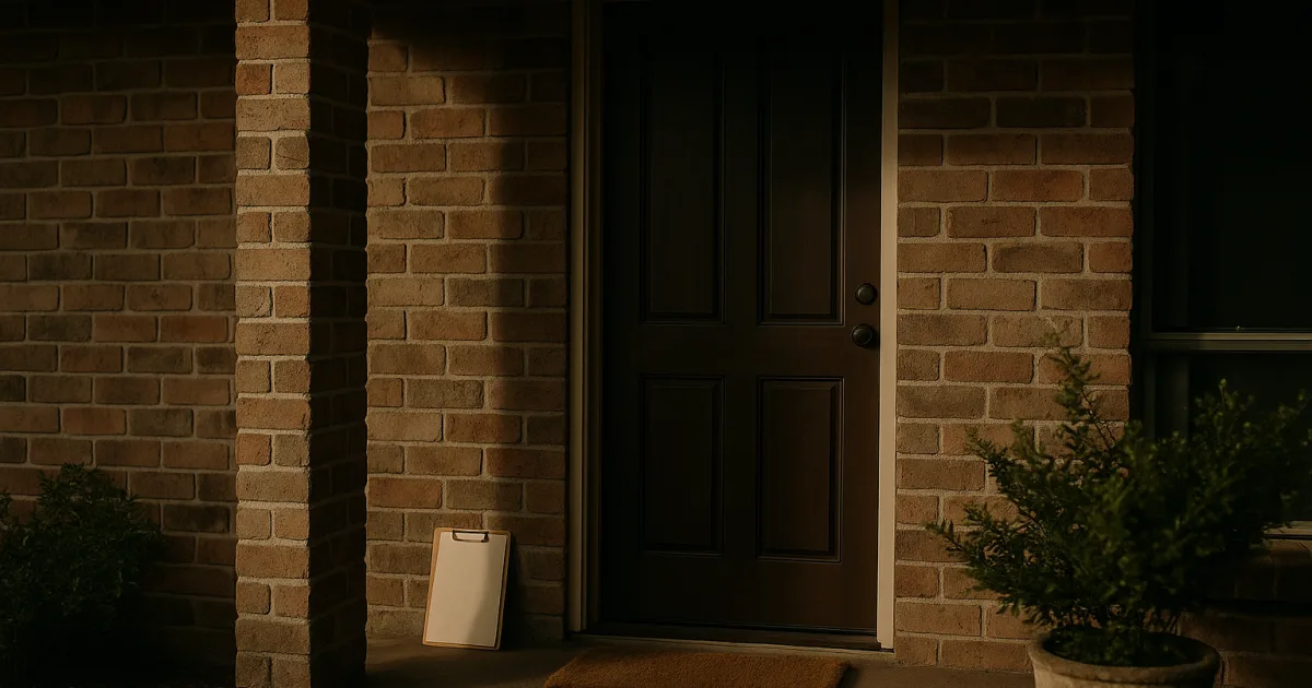 Door-to-door energy salesperson at an Australian front door